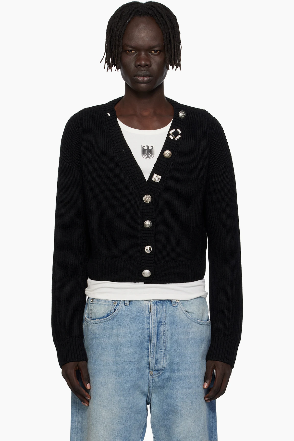 Black Fancy Button Mini Cardigan