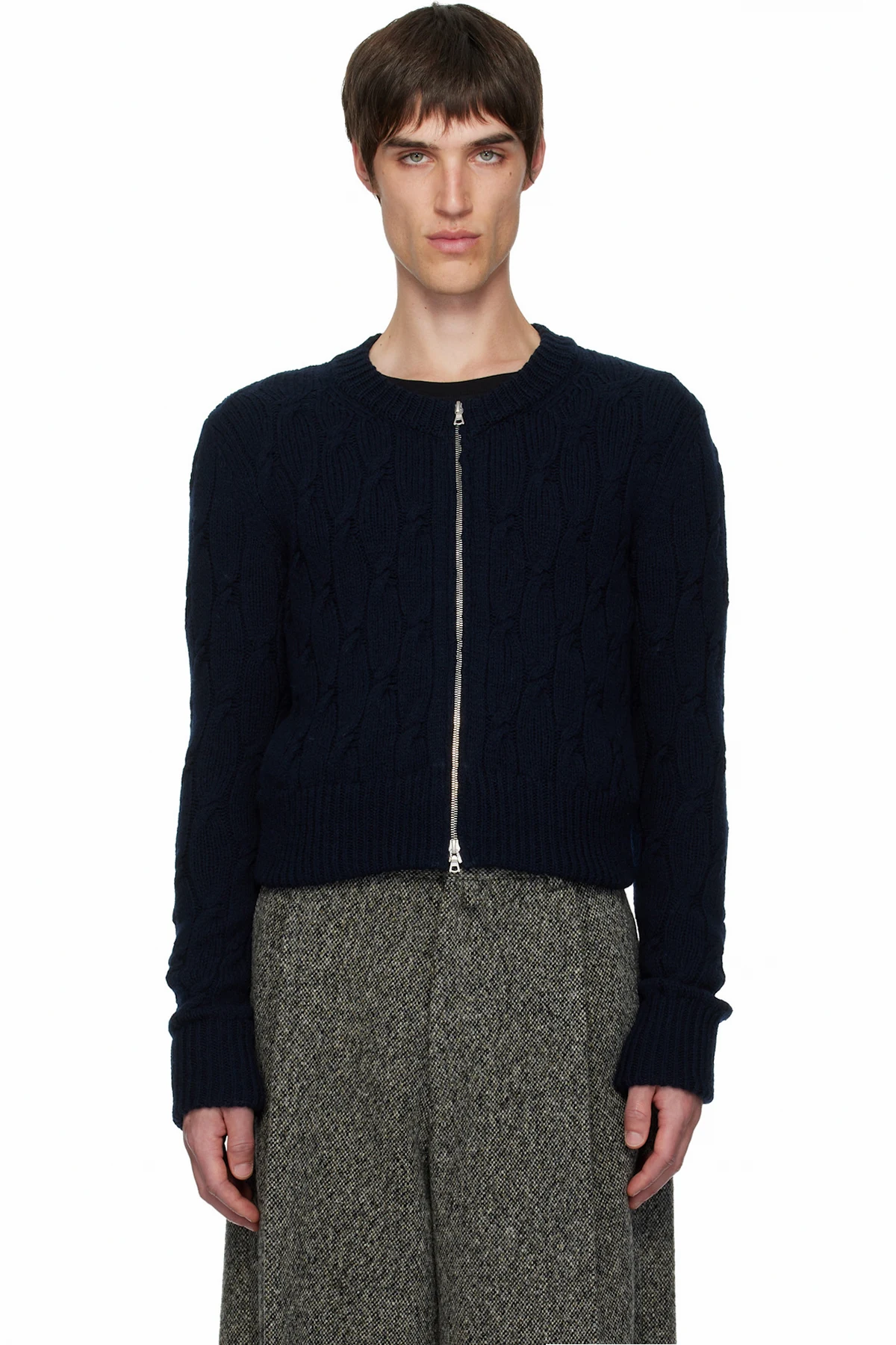 Black Cable-Knit Cardigan