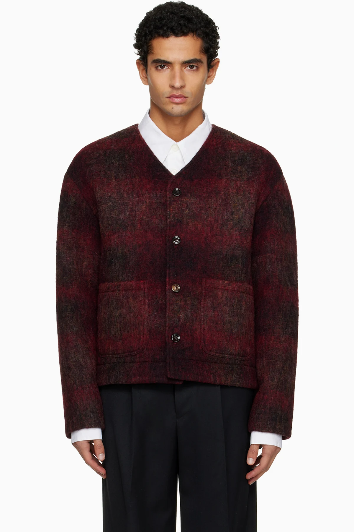 Burgundy V-Neck Cardigan