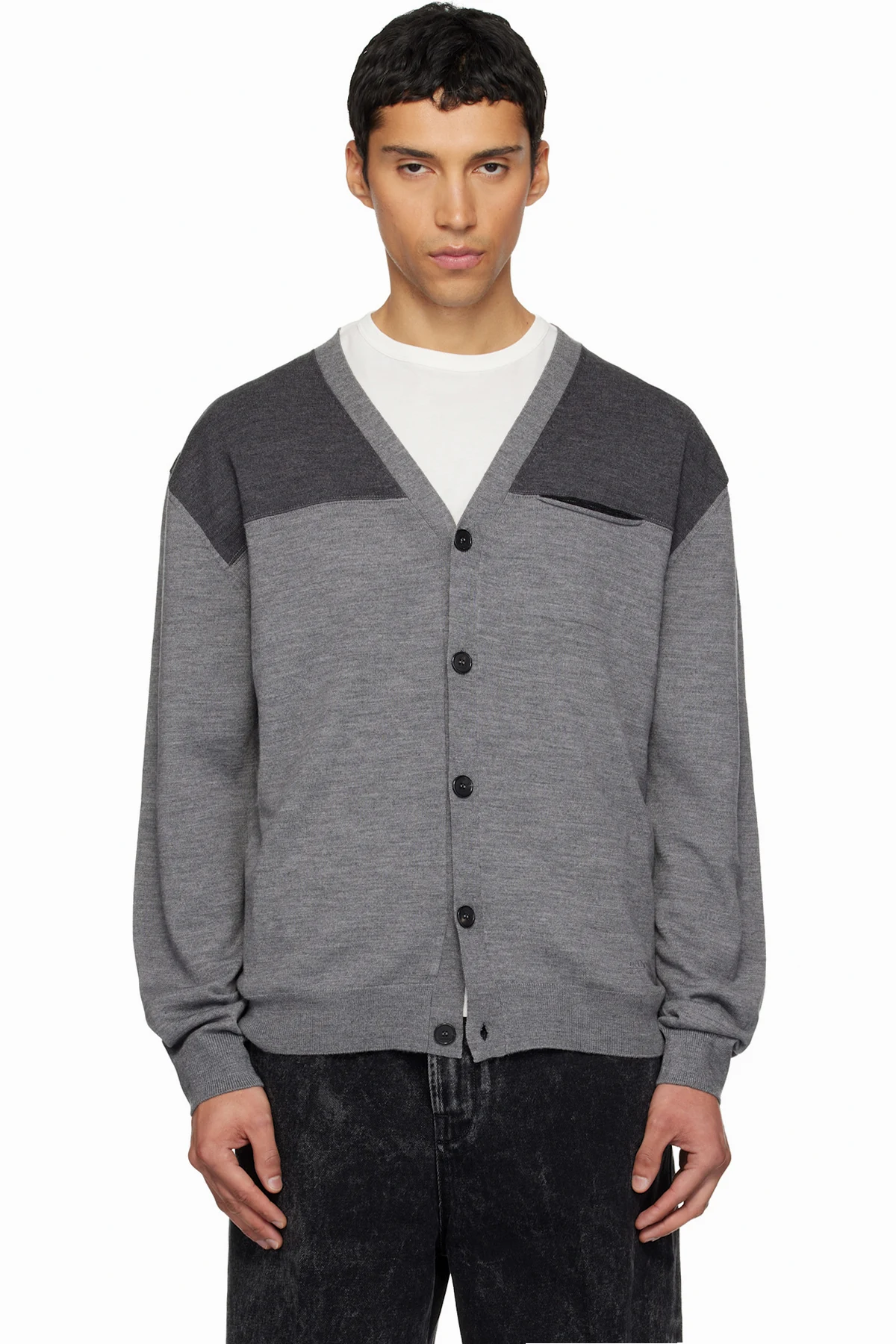 Gray Bicolor Cardigan