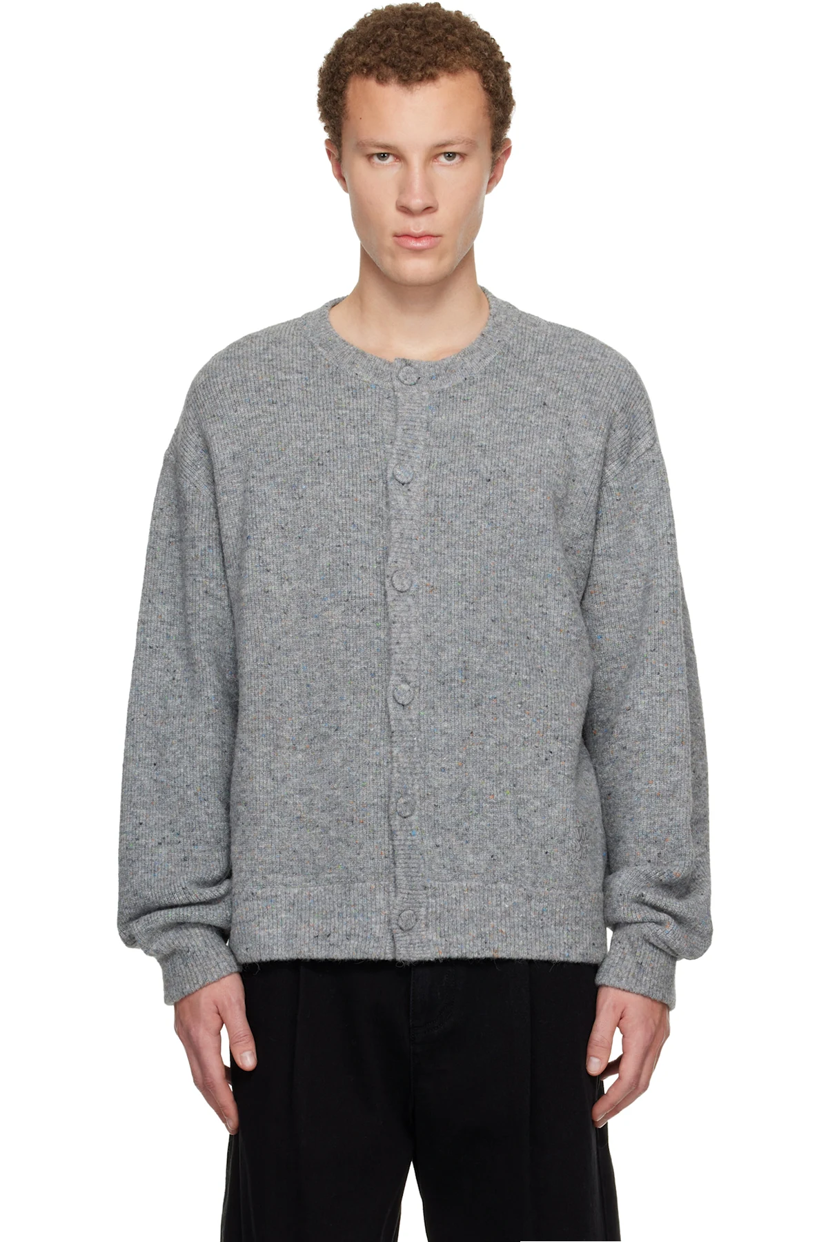 Gray Crewneck Cardigan