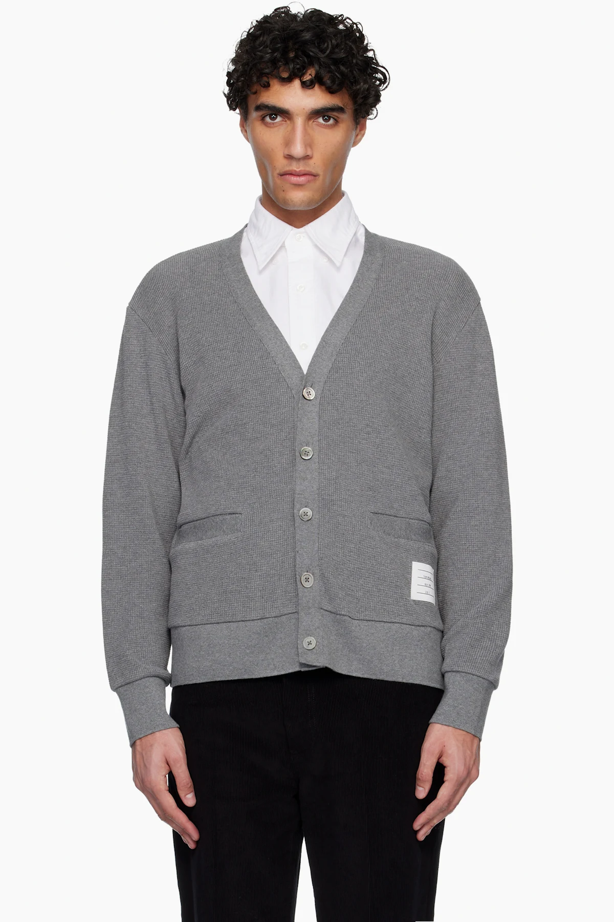 Gray V Neck Cardigan