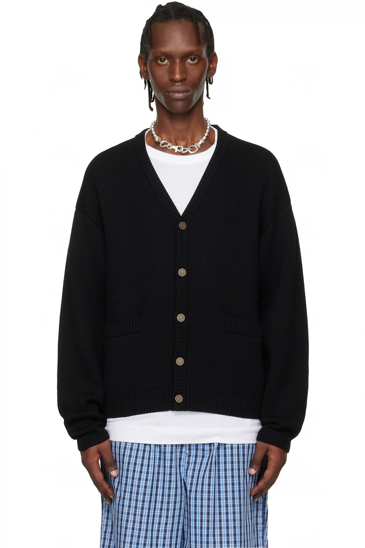 Black Leather Crosses Cardigan