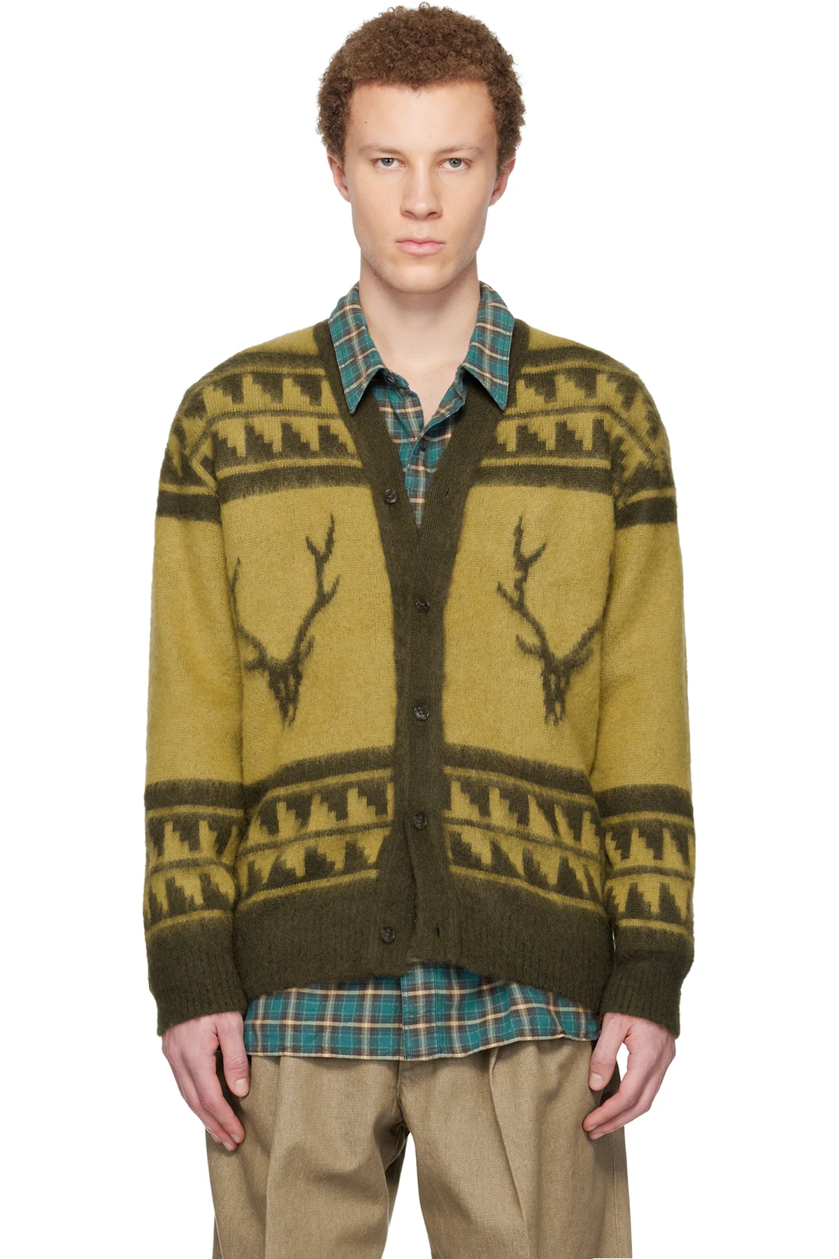 Yellow Mohair V-Neck Cardigan