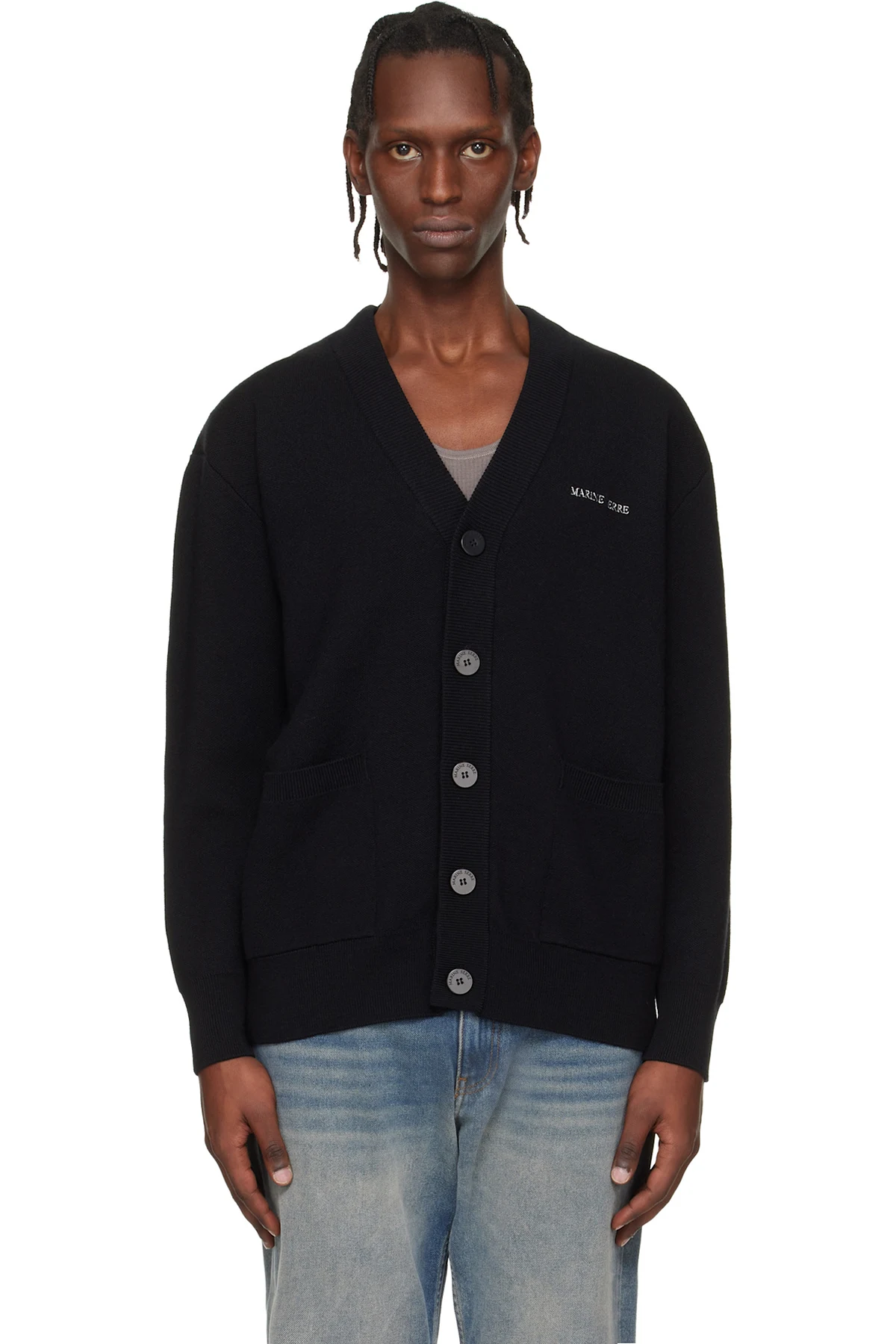 Black Merino Wool Knit Maxi Cardigan