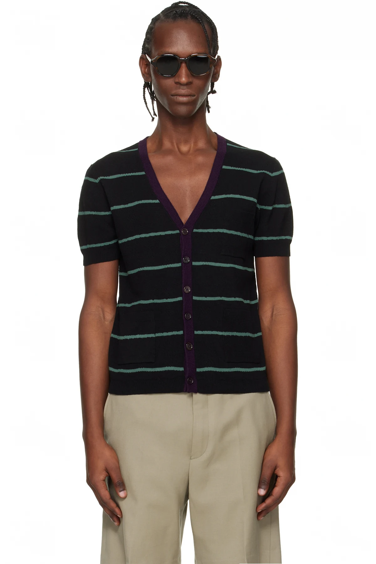 Black Striped Cardigan