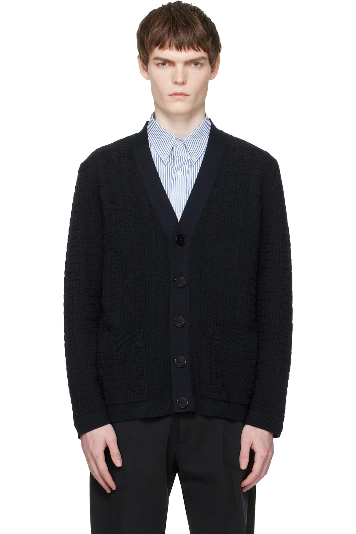 Navy Monogram Vanise Knit Cardigan