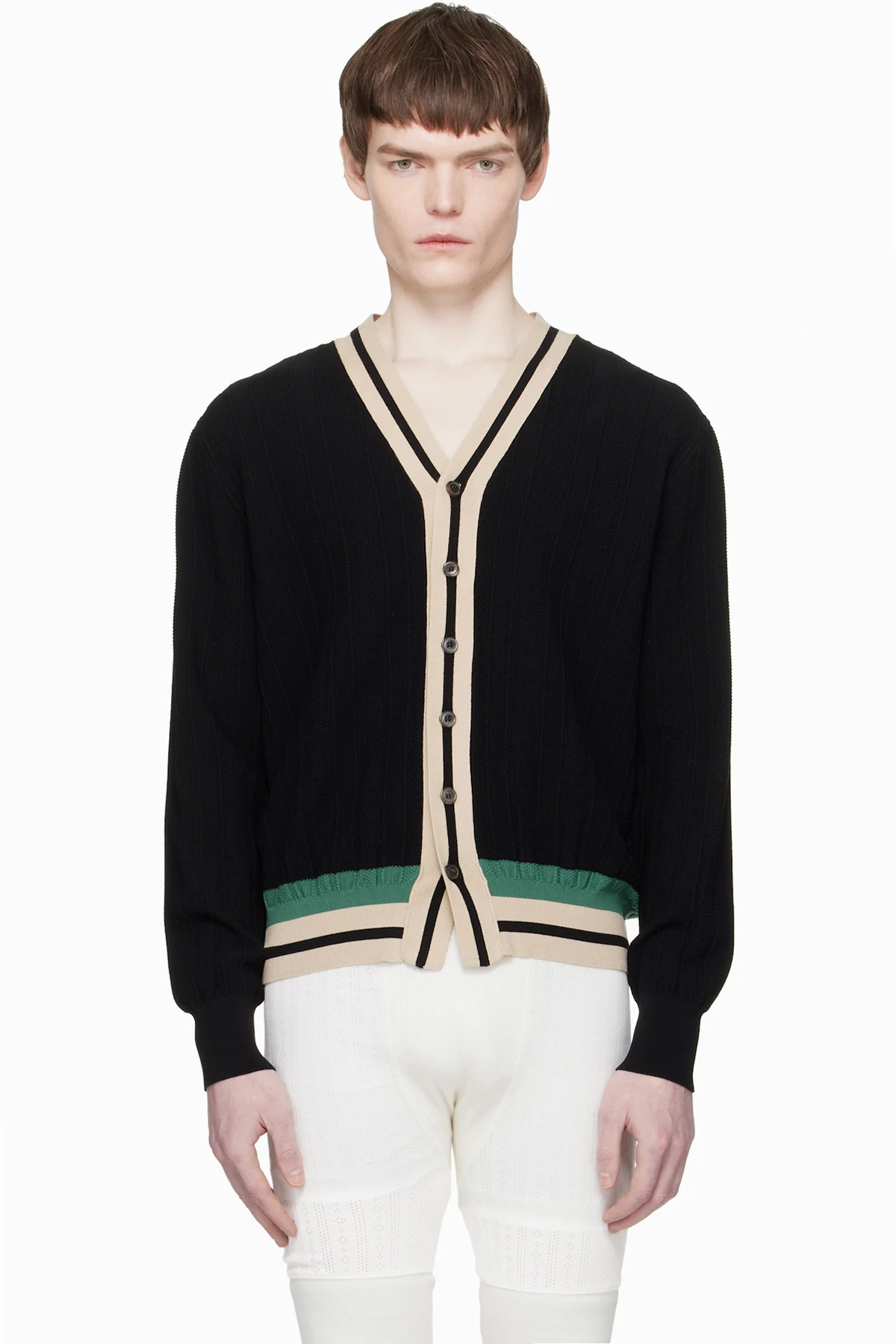 Black Block Stripe Cardigan