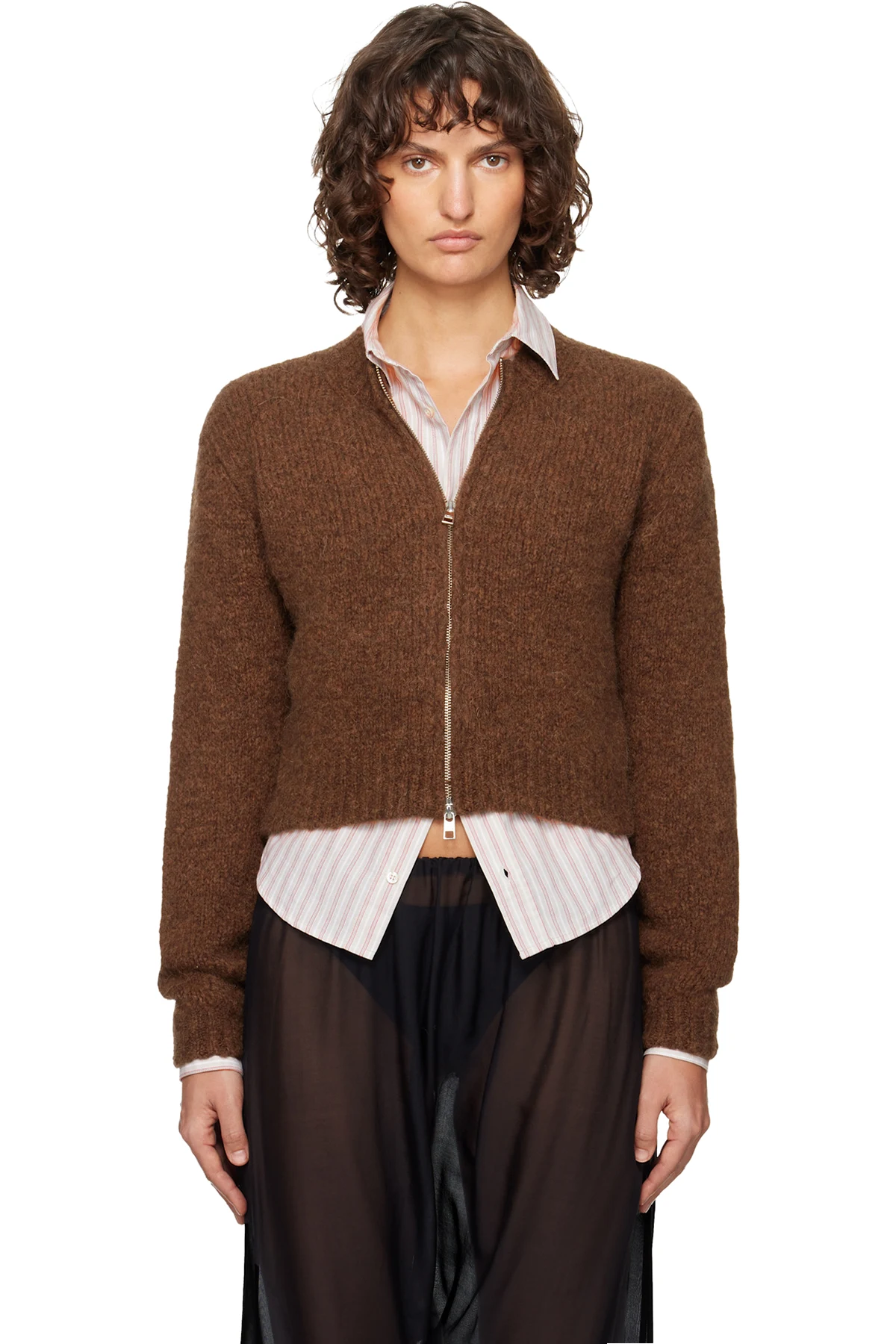 Brown 'Hasta Luego' Zip Sweater