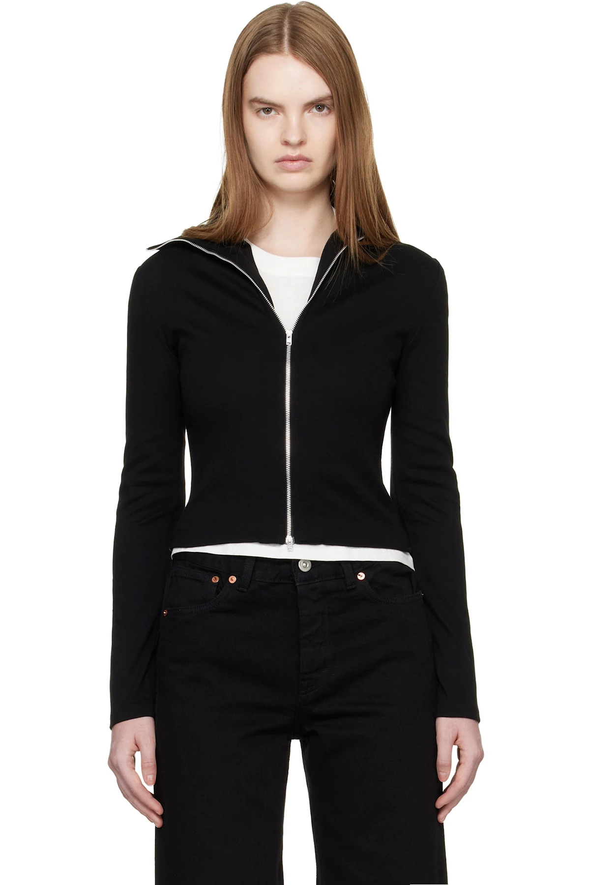 Black Slim Zip Longsleeve Jacket