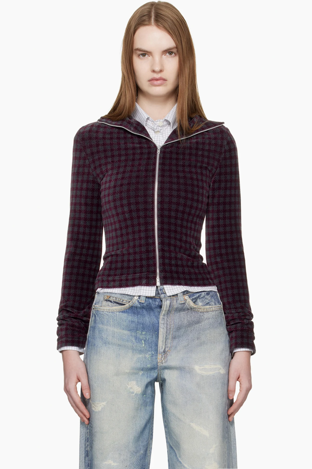 Burgundy Slim Zip Longsleeve Jacket