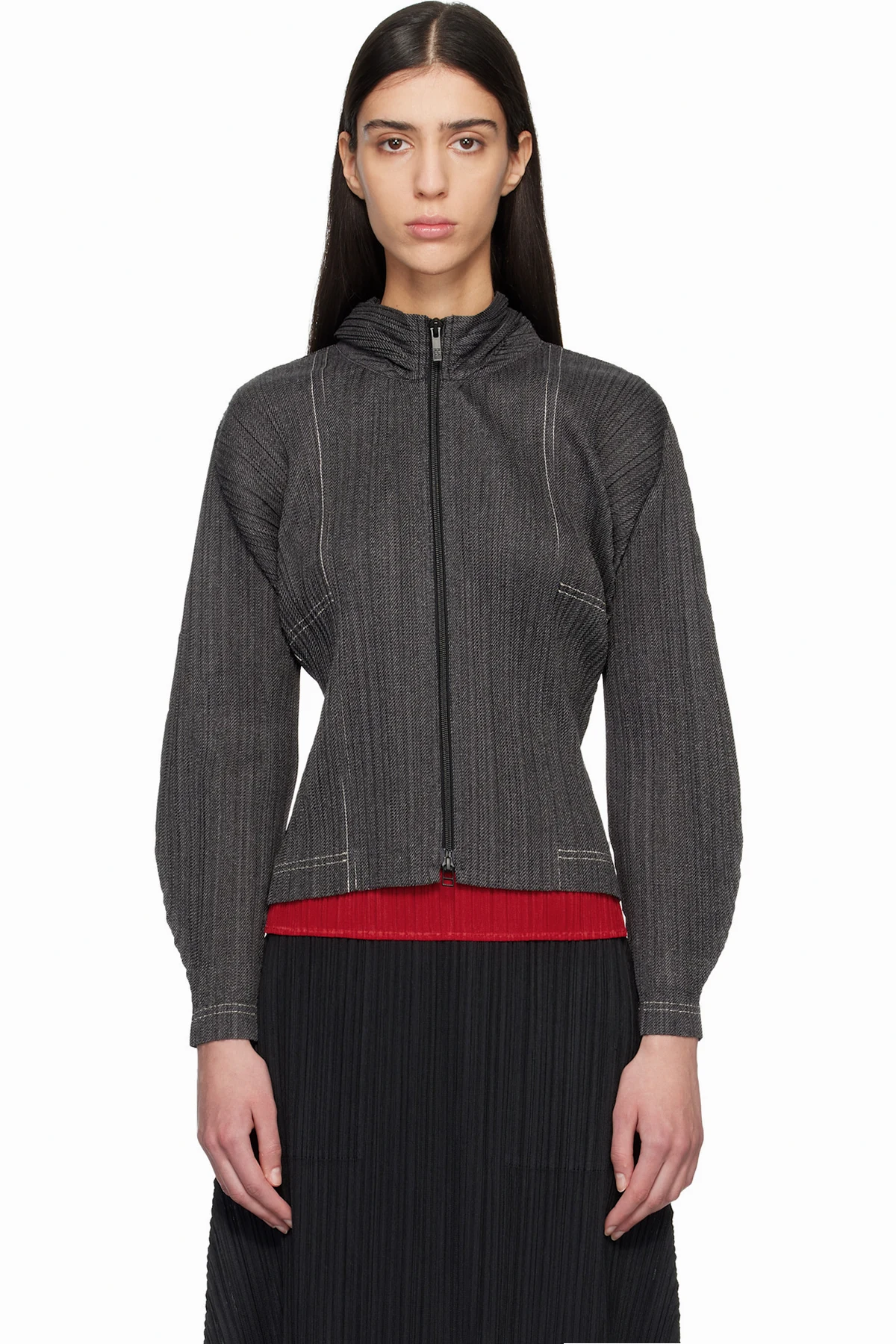 Black Cotton Denim Hoodie