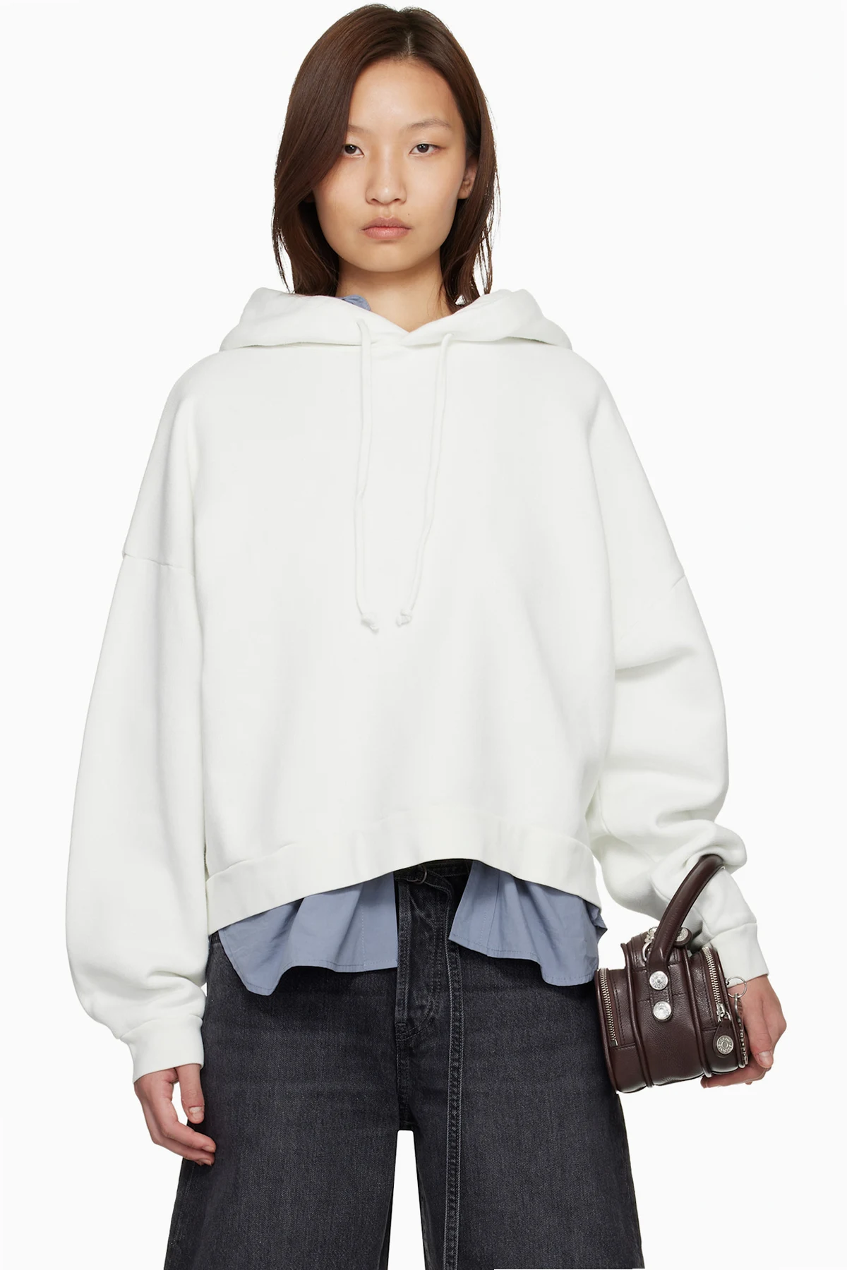 White Logo Fleece Hoodie