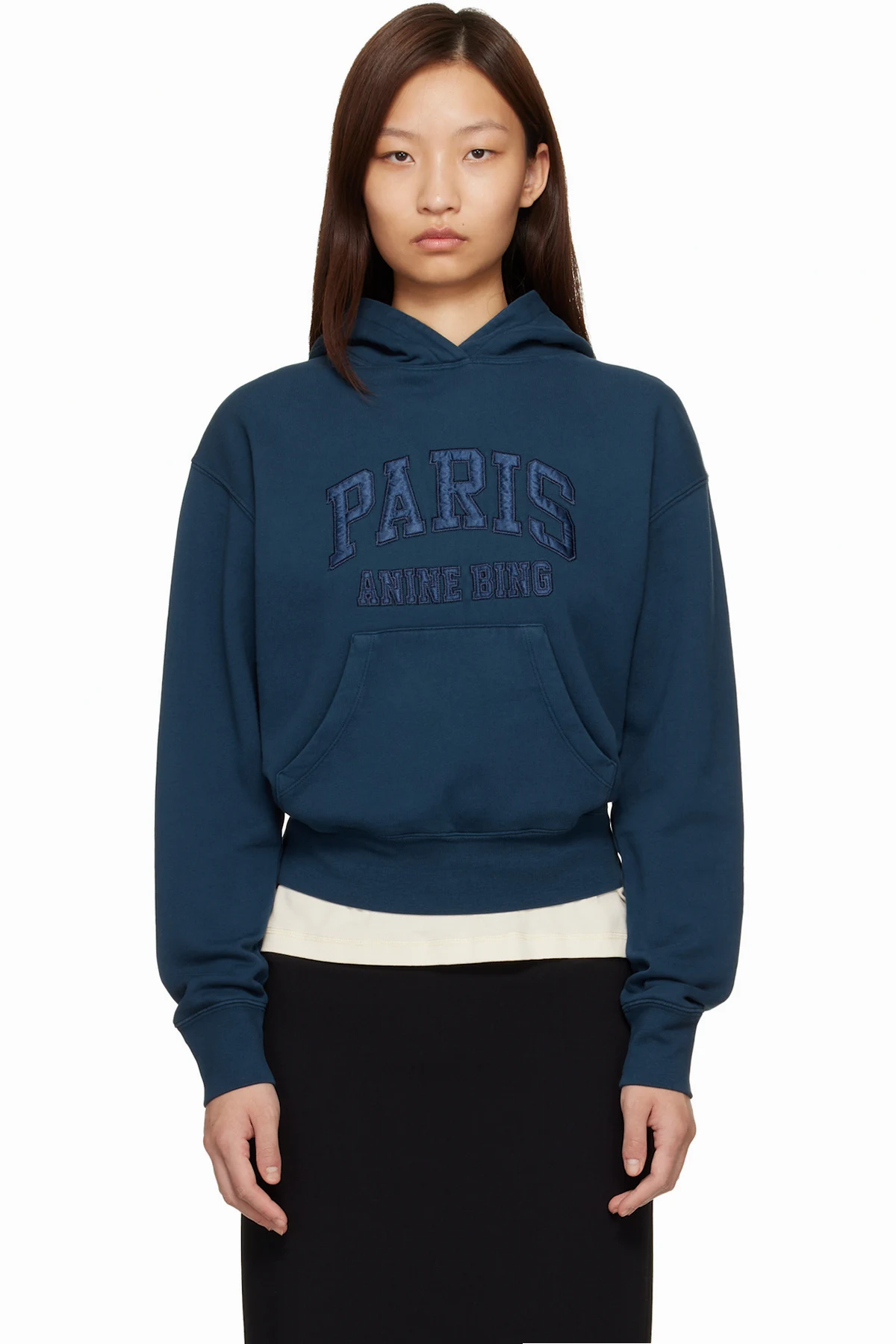Navy Debbie Shrunken 'Paris' Hoodie