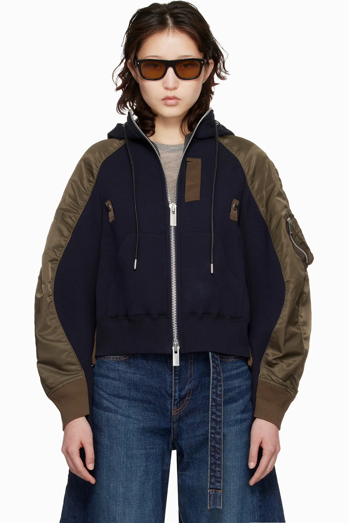 Navy & Khaki Sponge Sweat Hoodie