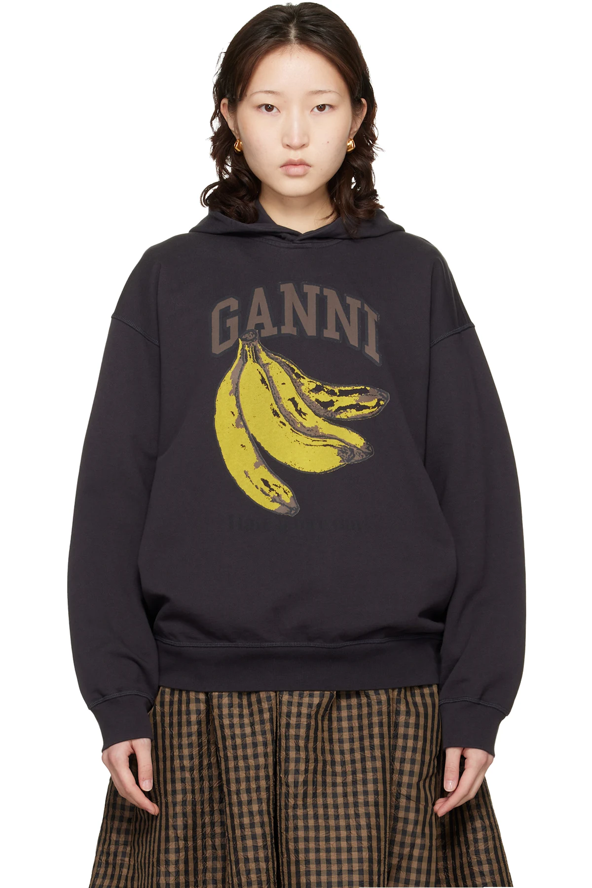 Black Isoli Banana Print Hoodie