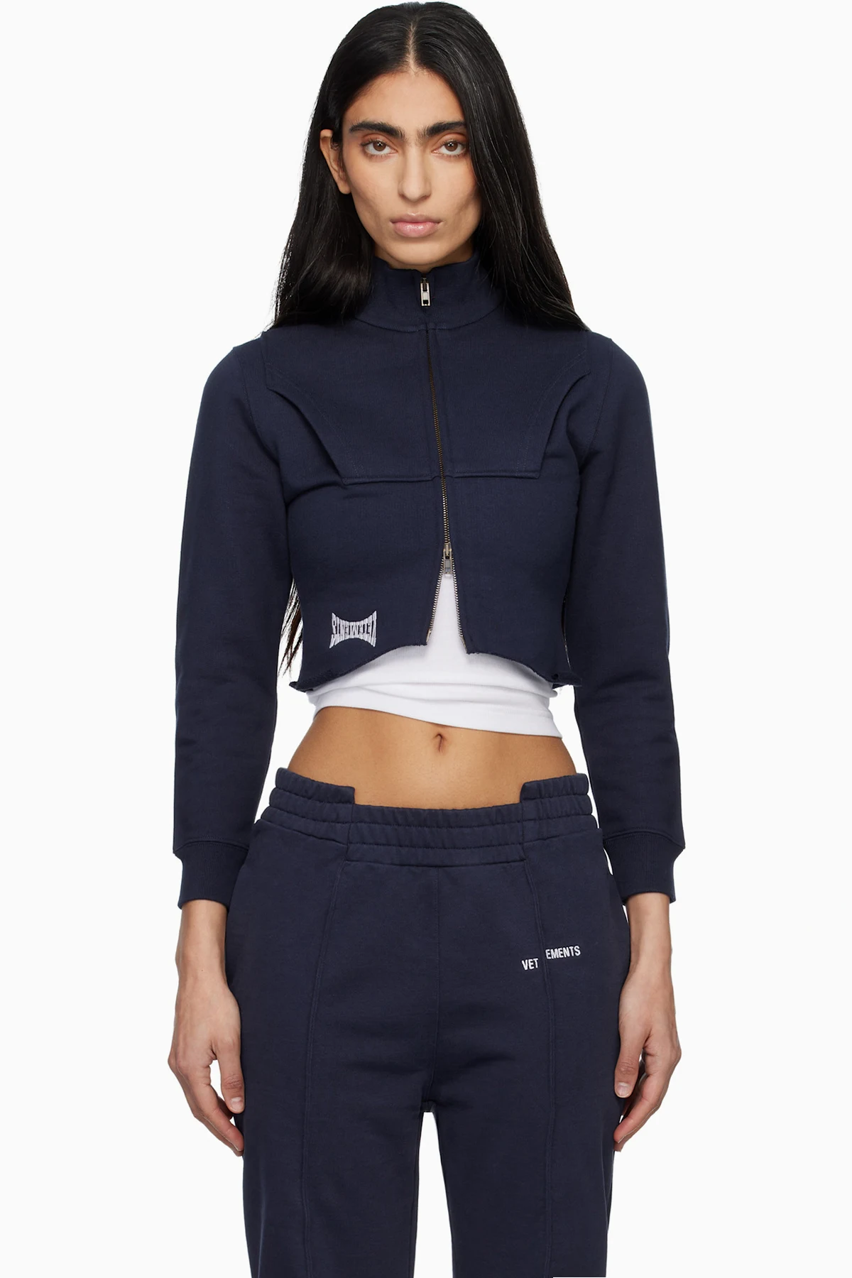 Navy Upside Down Zip Track Jacket