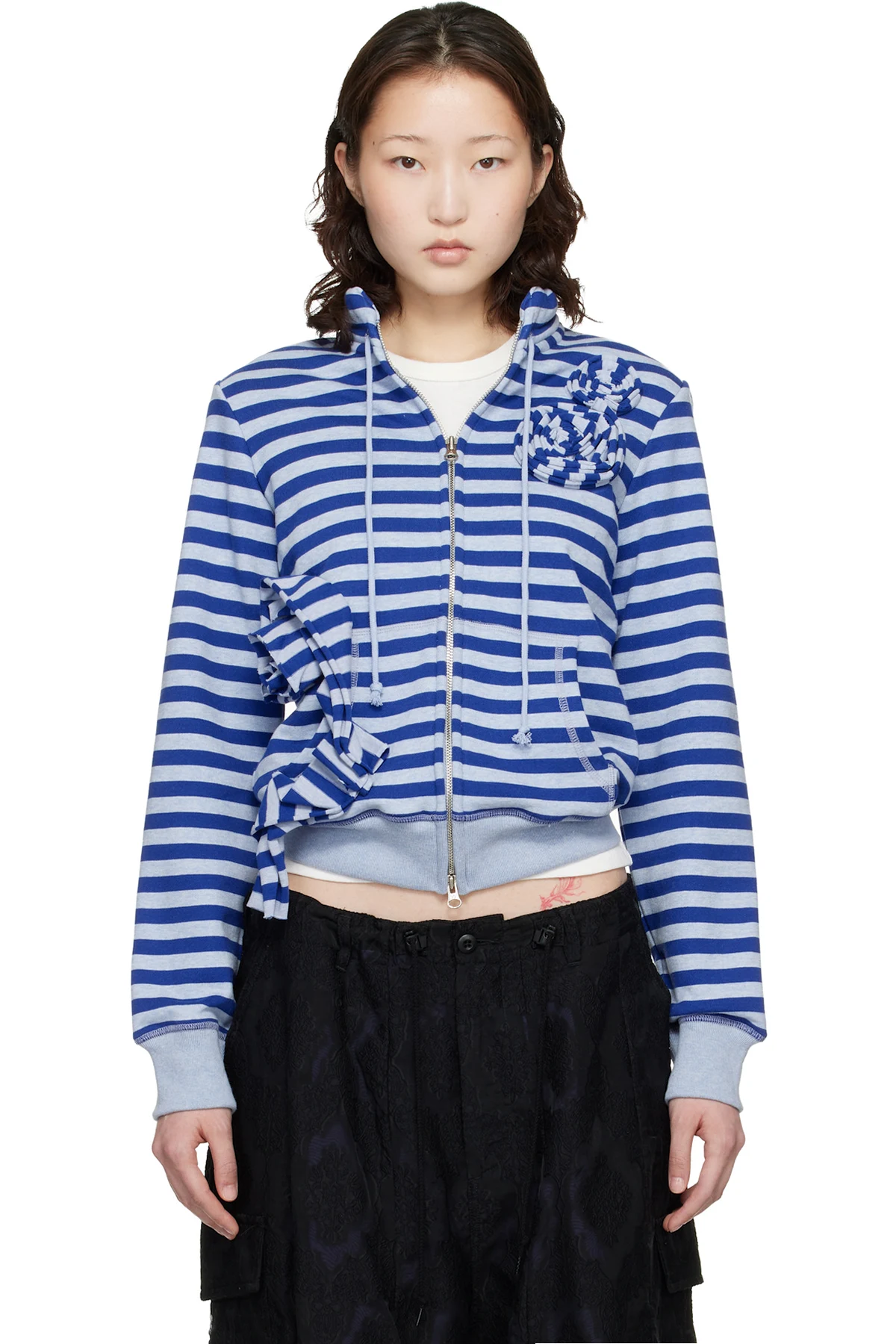 SSENSE Exclusive Navy Applique Knit Zipup Sweatshirt