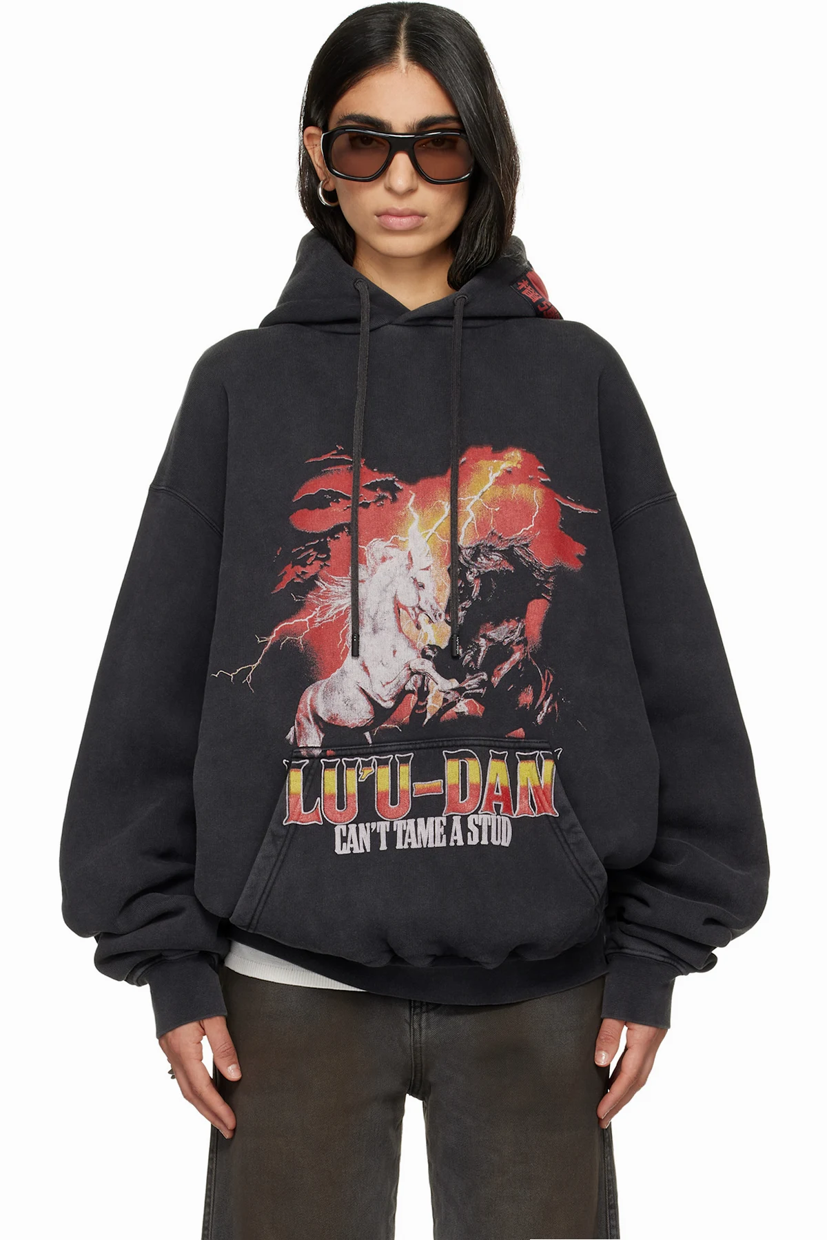 Gray 'Year of the Horse' Oversized Hoodie
