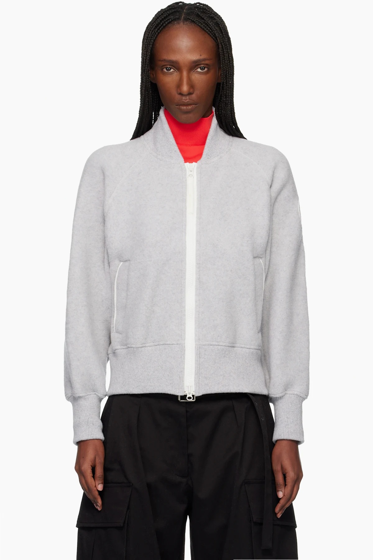 Gray 'White Label' Sierra Fleece Bomber Jacket