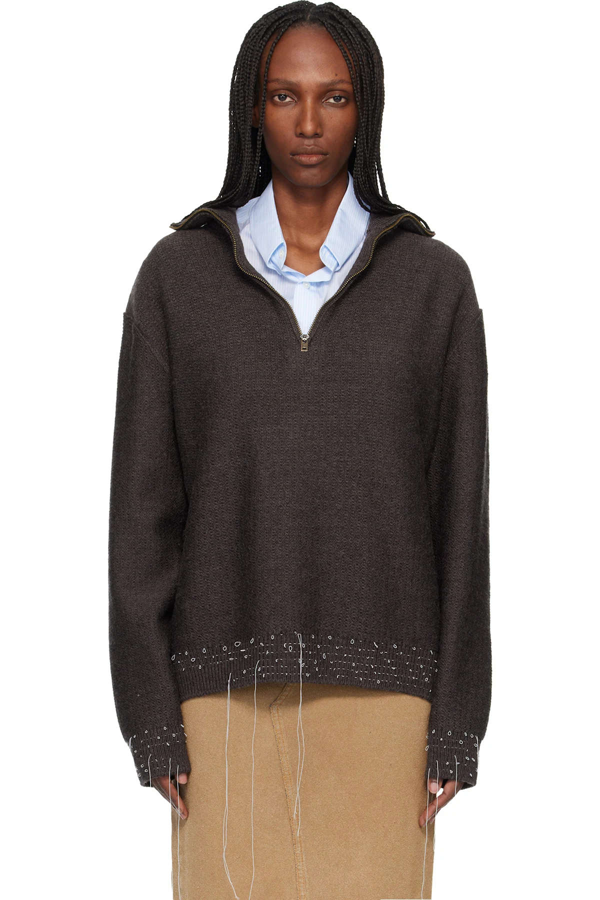 Brown Loose Thread Sweater