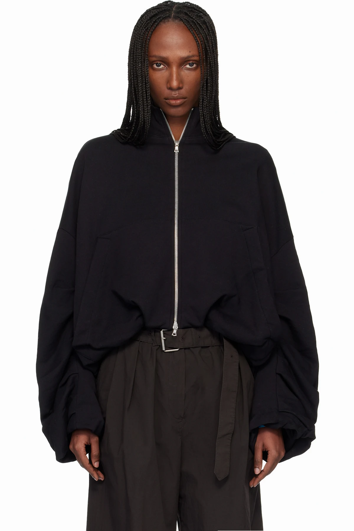 Black Draped Jersey Sweatshirt