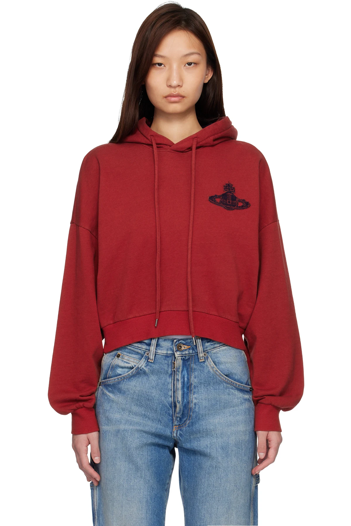 Red Cropped Box Hoodie
