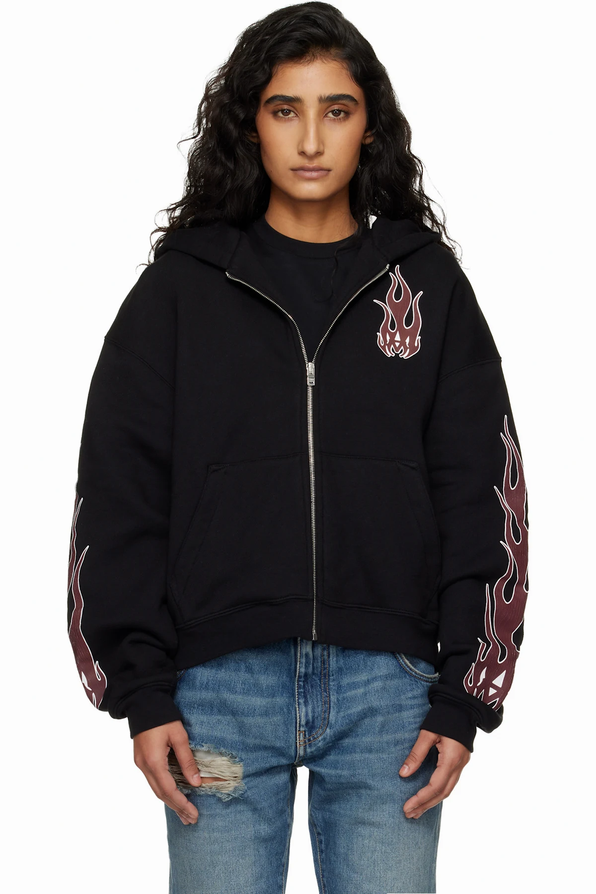 Black Flames Zip Hoodie