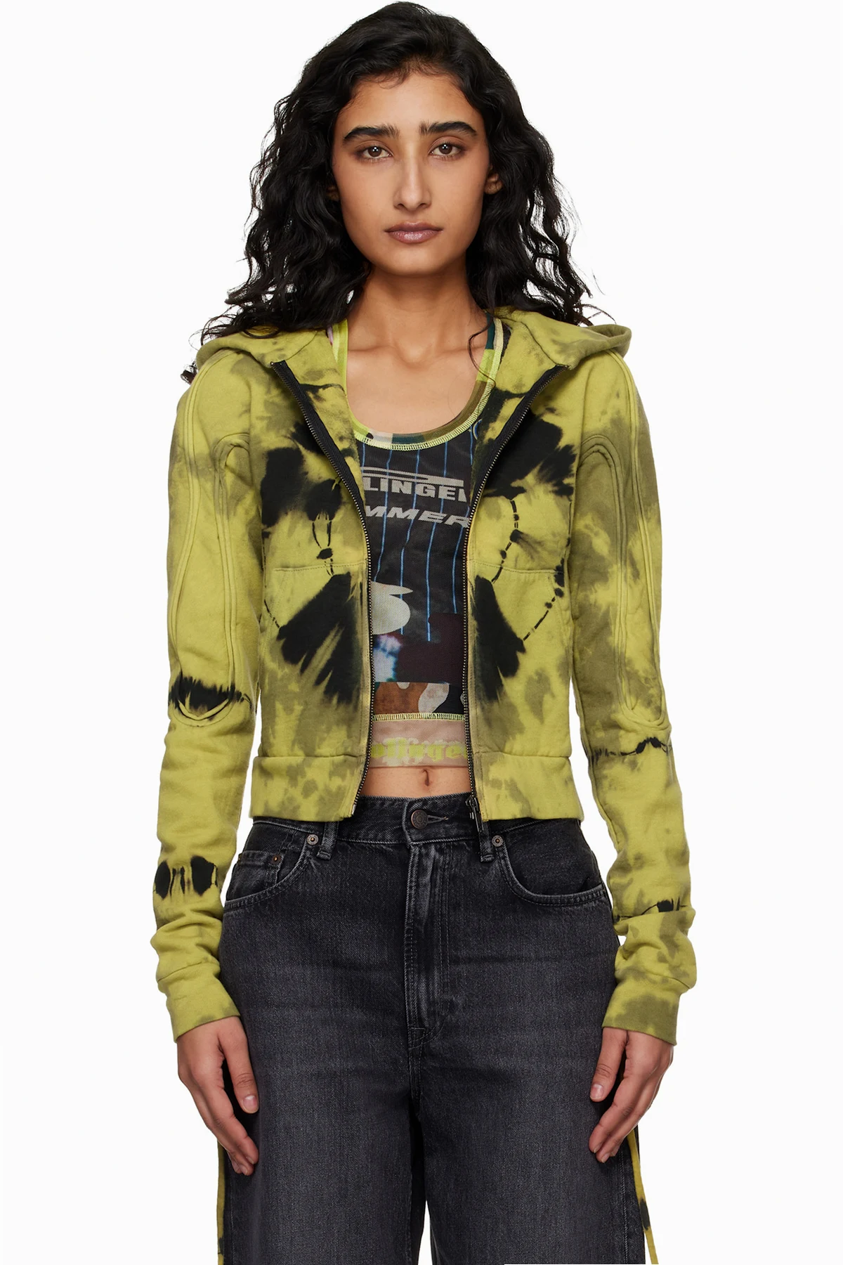 Yellow Sutured Zip Hoodie