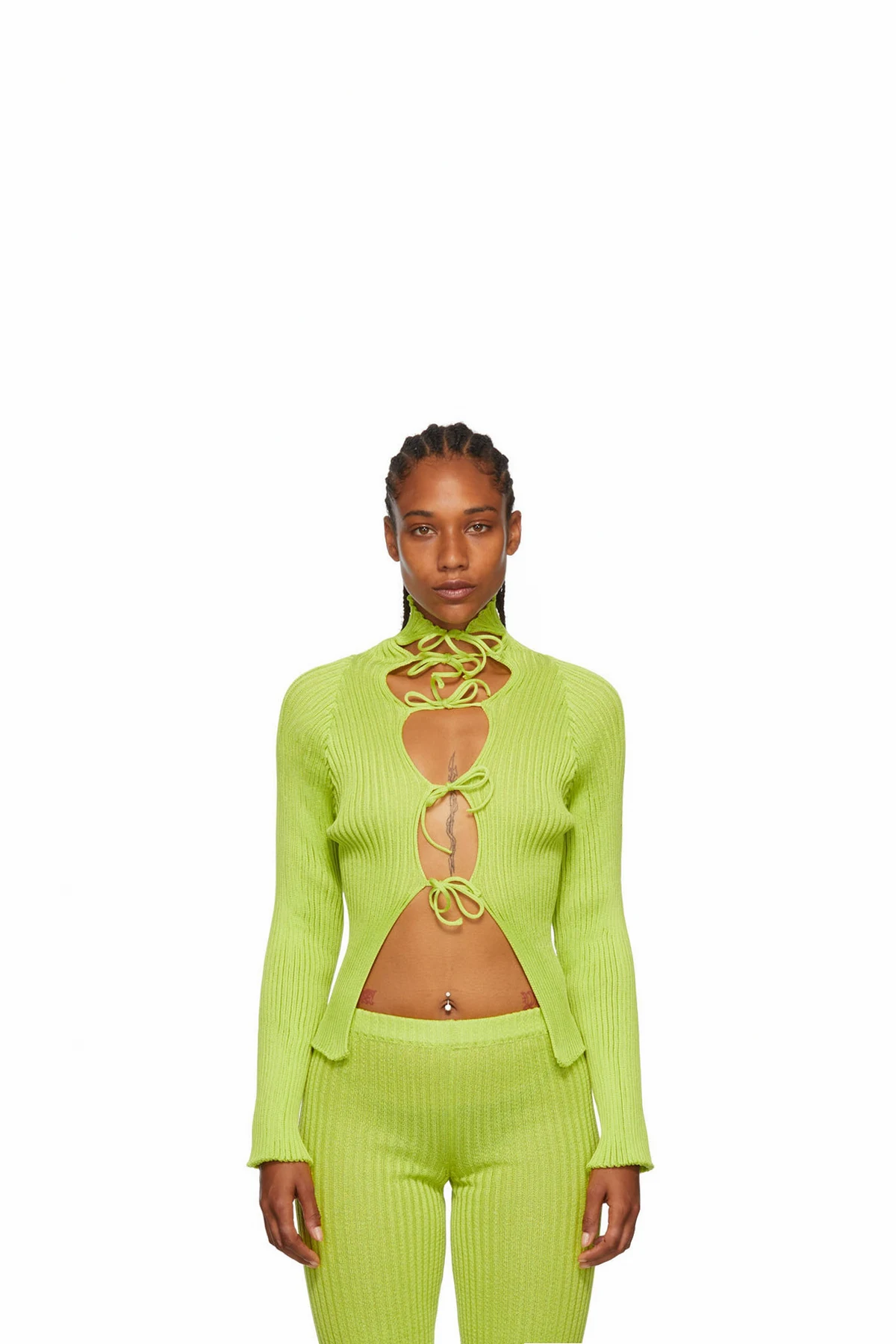 Green Nylon & Cotton Cardigan