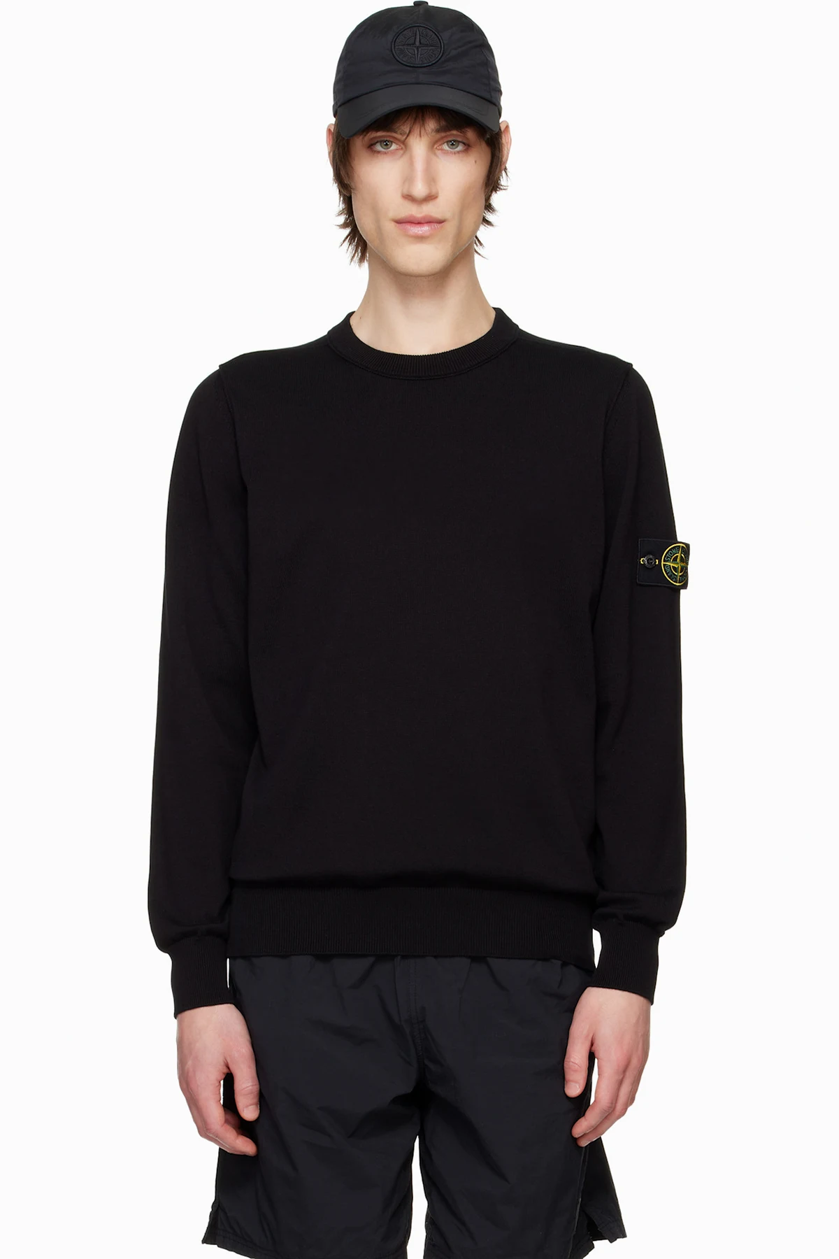 Black Soft Organic Cotton Crewneck Sweater