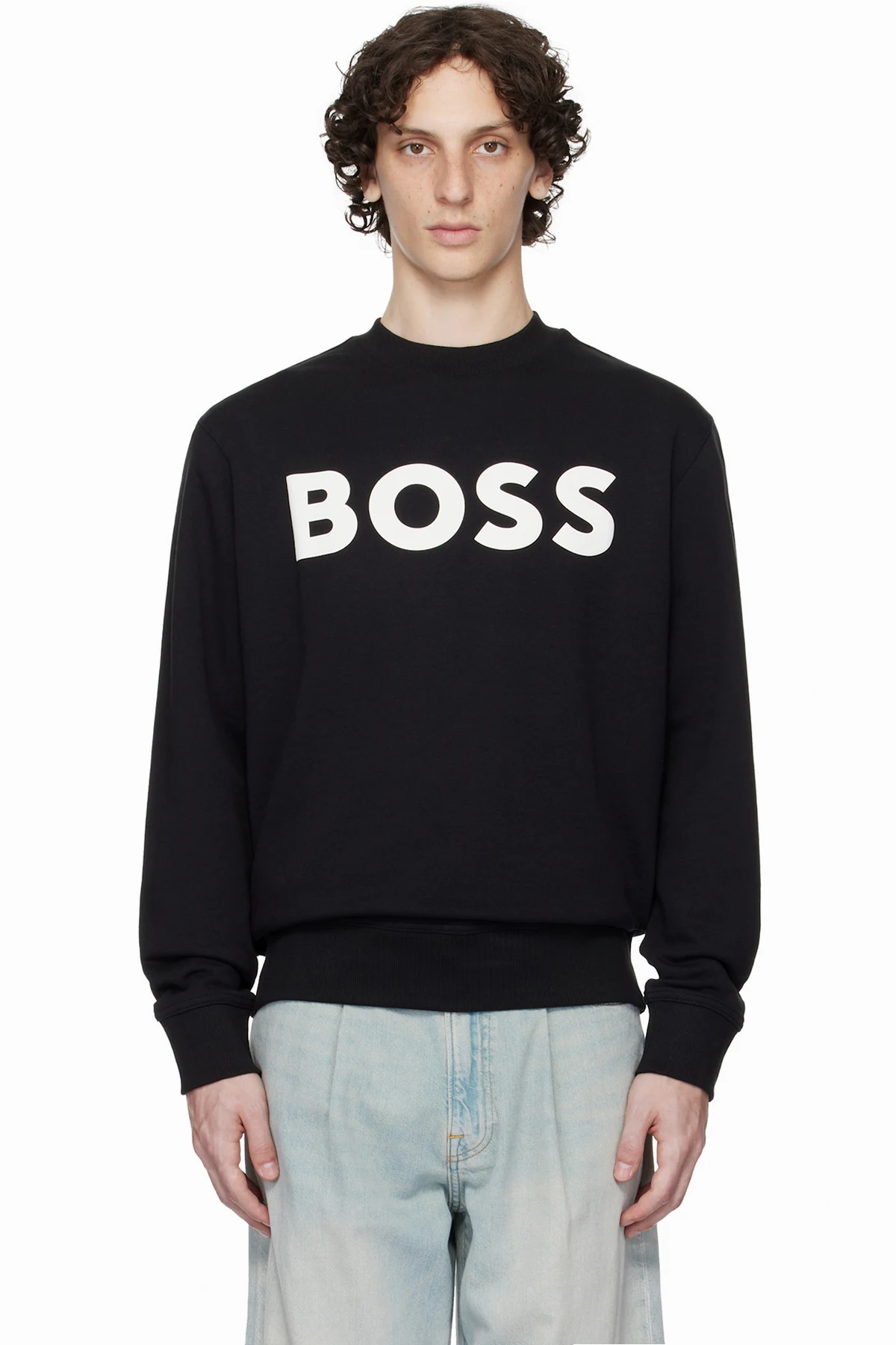 Black Relaxed-Fit Cotton-Terry Logo Sweatshirt