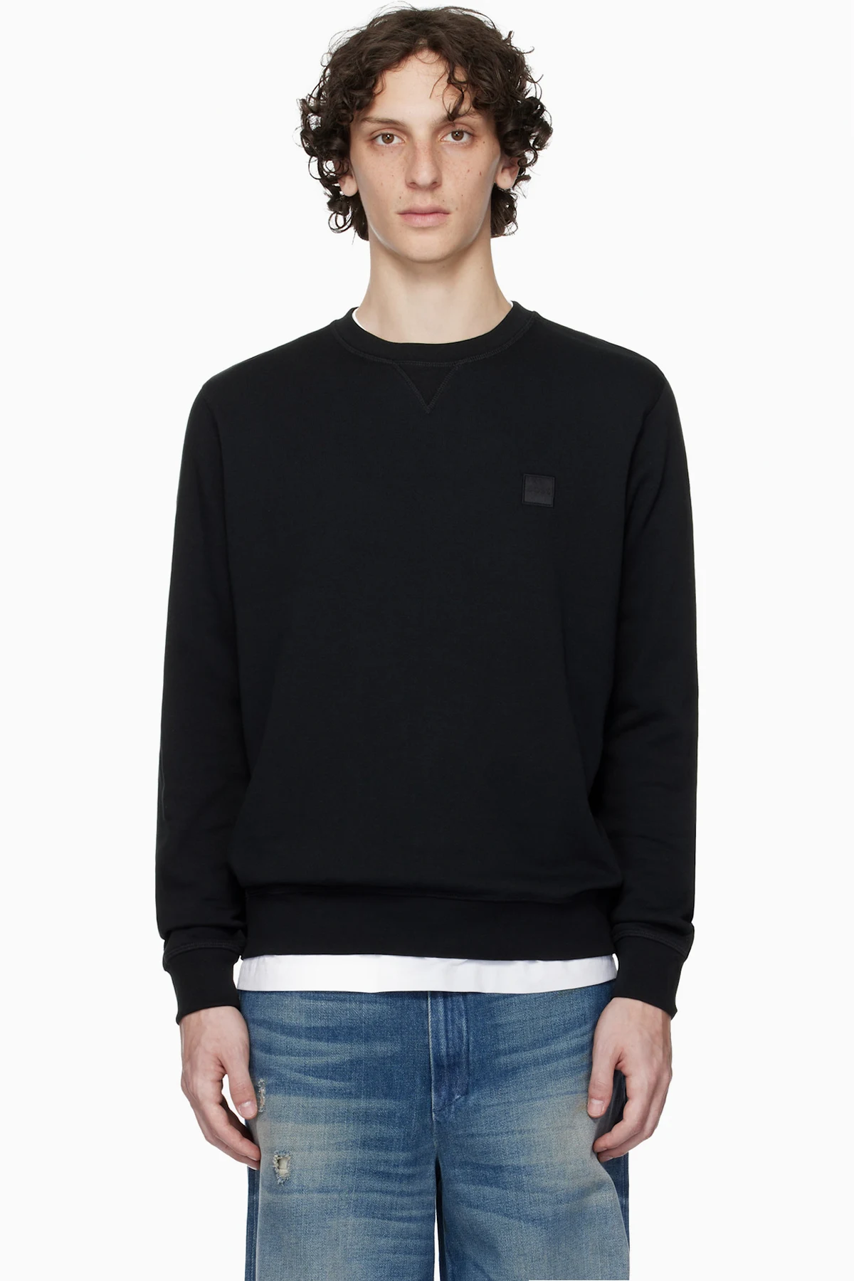 Black Regular-Fit Logo Patch Sweatshirt
