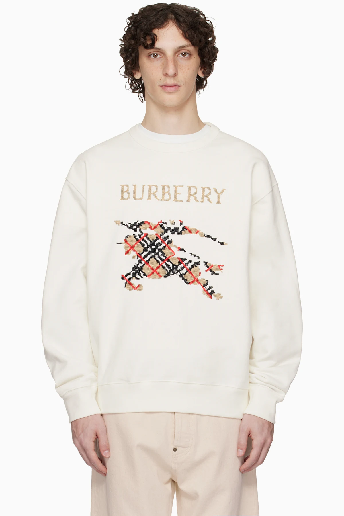 White Intarsia EKD Sweatshirt