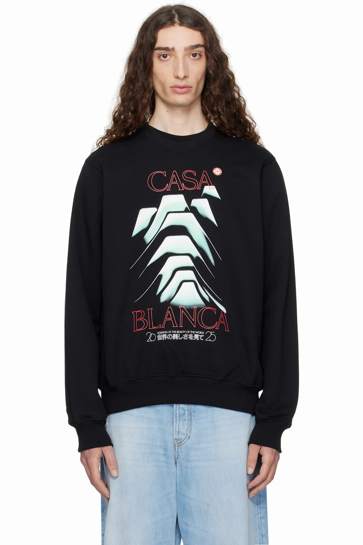 Black Frosty Mountain Printed Sweatshirt