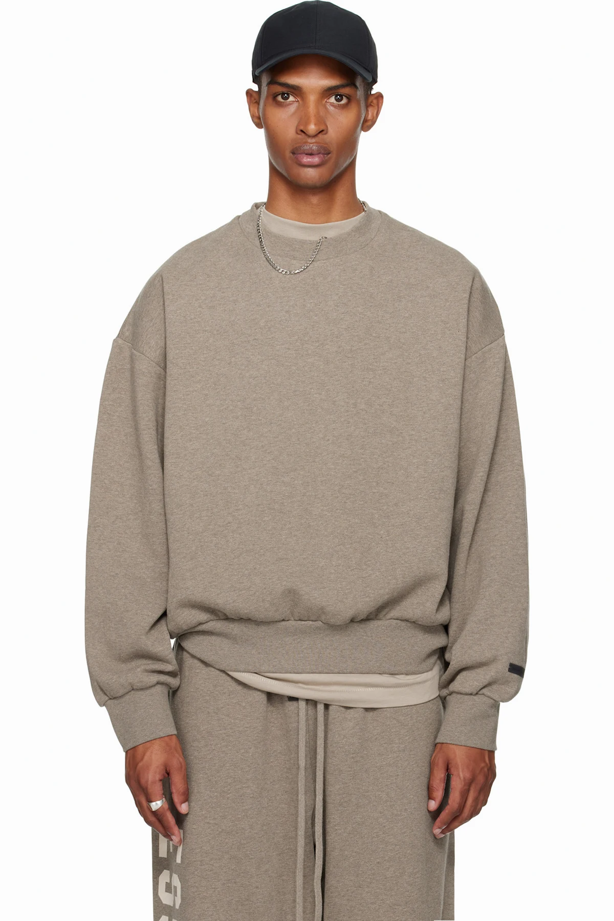 Brown Classic Fit Fleece Crewneck Sweatshirt