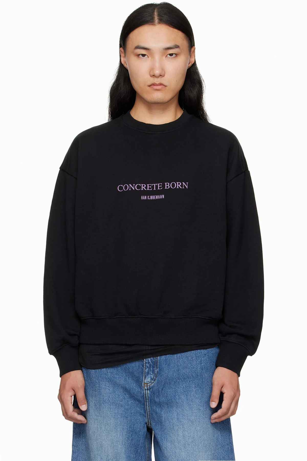 Black Logo Oversized Crewneck Sweatshirt
