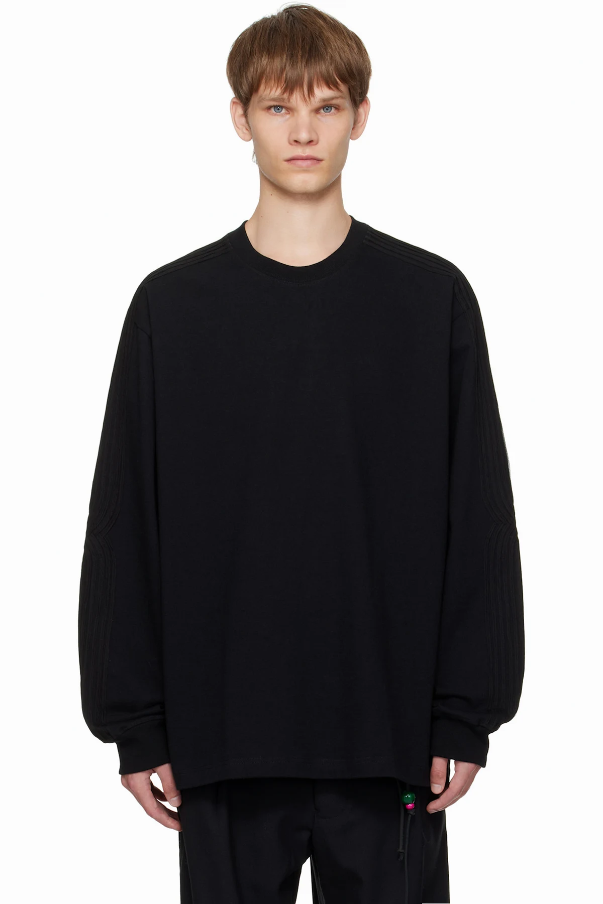 Black Appliqué Oversized Crew Neck Sweatshirt