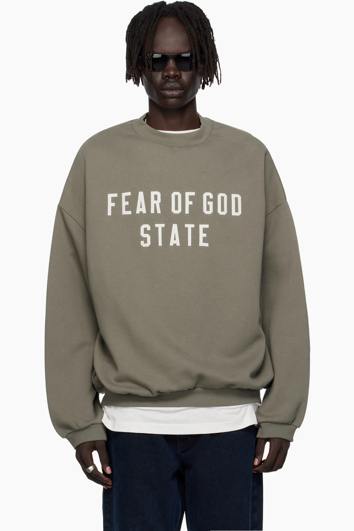 Gray 90s Fit Fleece Crewneck Sweatshirt