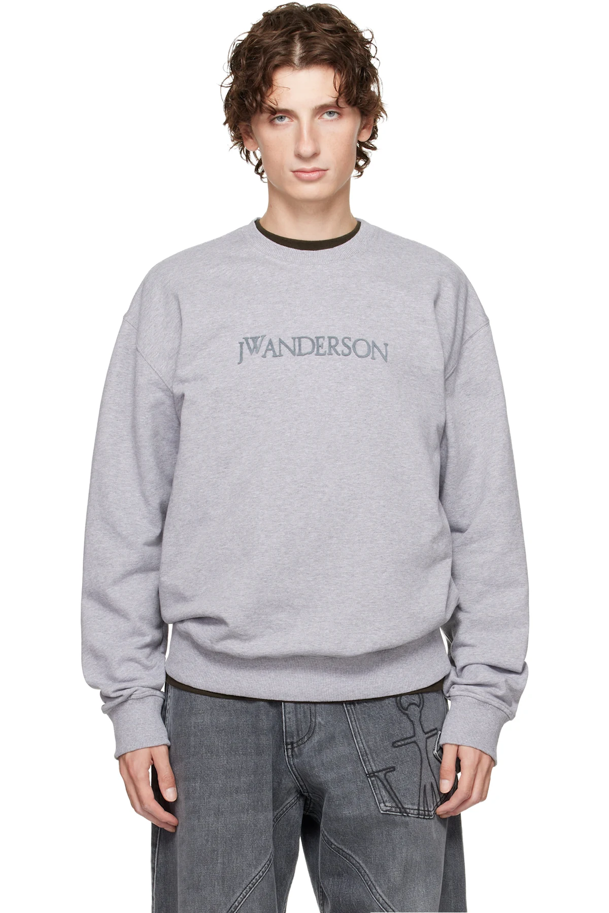 Gray Logo Embroidery Sweatshirt