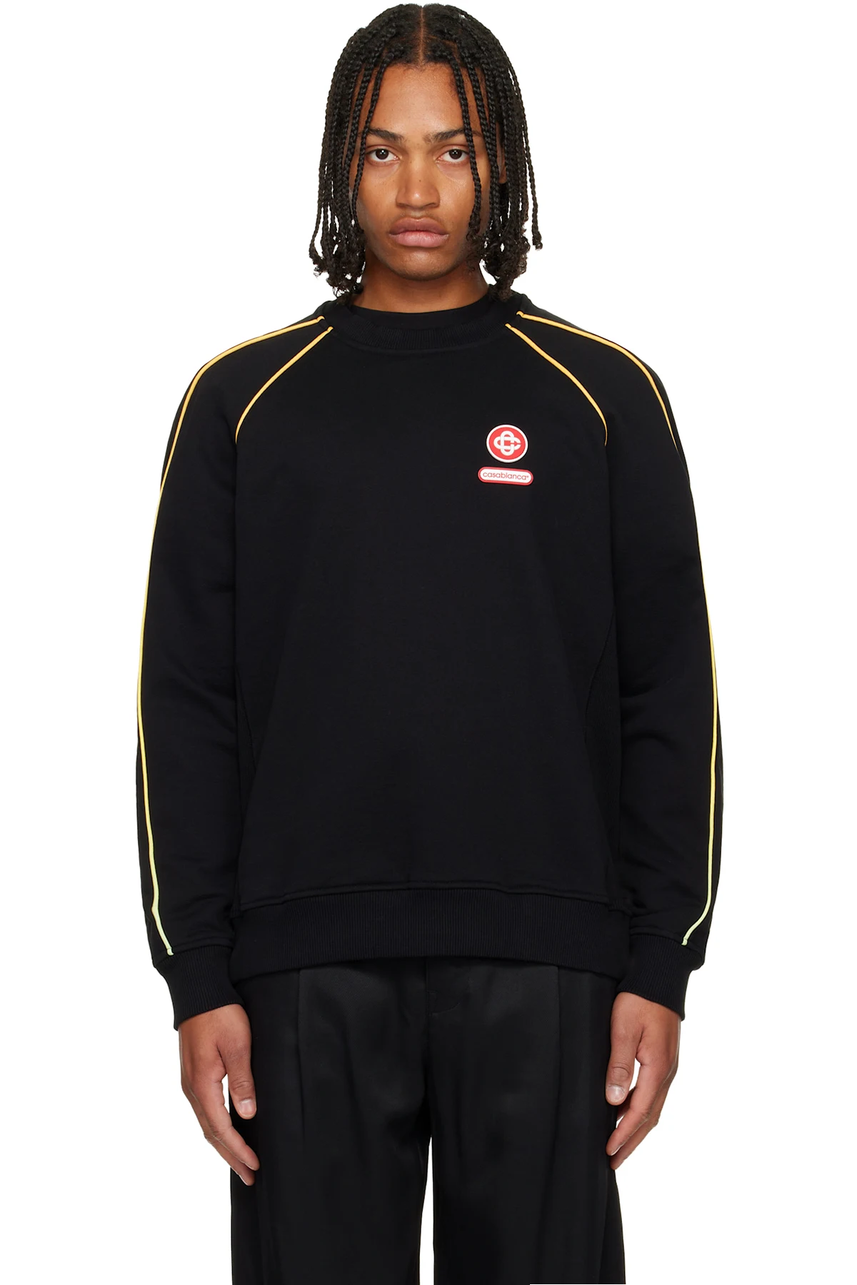 Black Gradient Piping Raglan Sweatshirt
