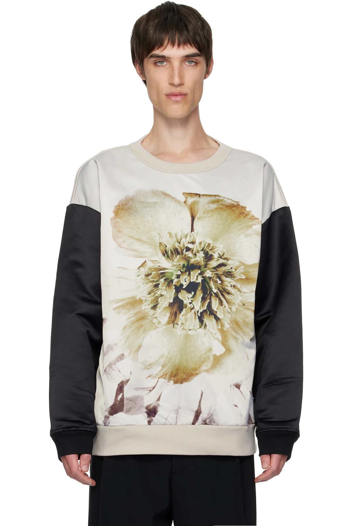 Off-White & Black Paneled Sweatshirt