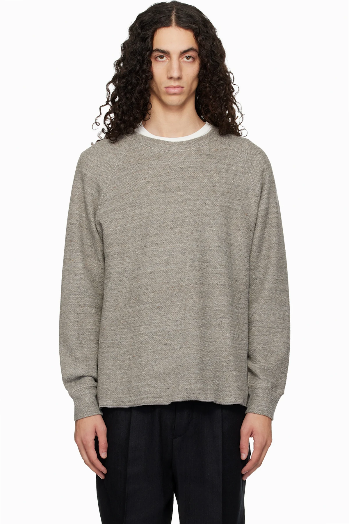 Gray Raglan Thermal Sweatshirt