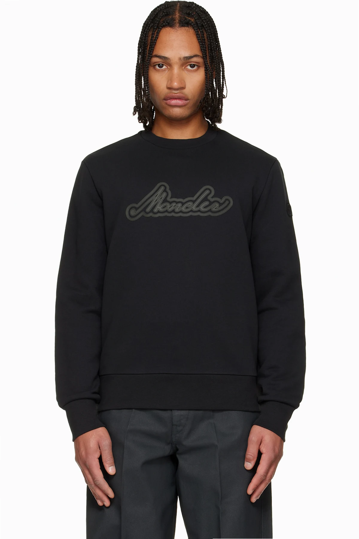 Black Cursive Logo Cotton Sweatshirt