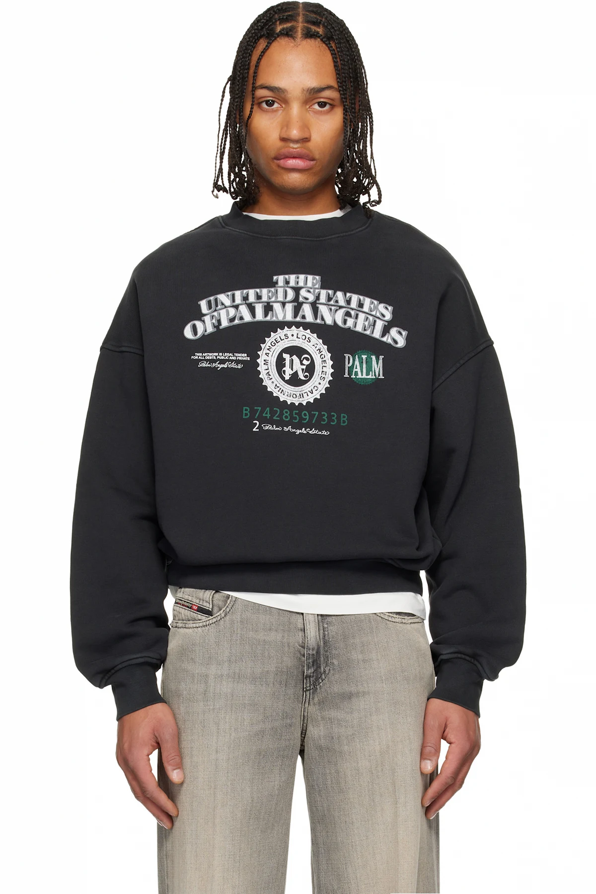 Black Dollar Loose Crew Sweatshirt