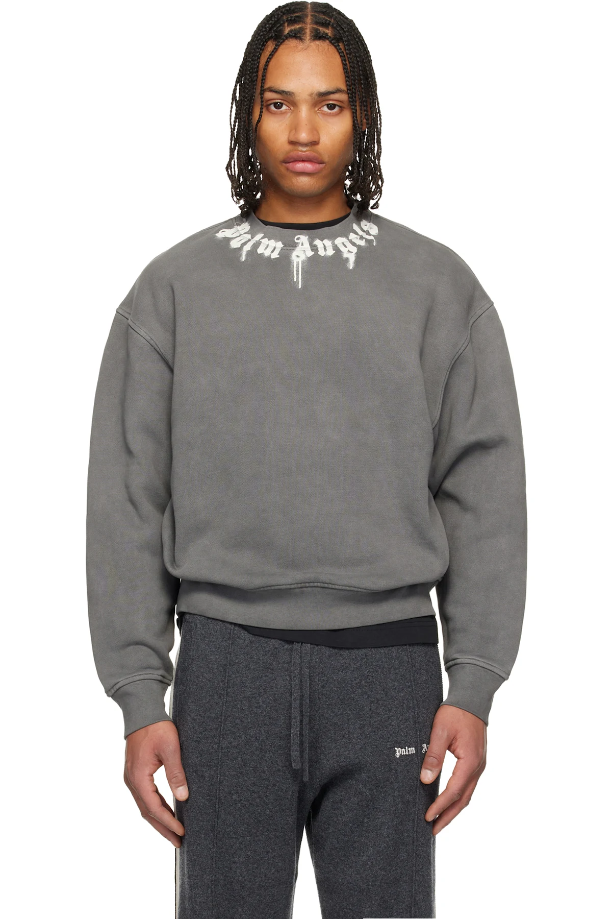 Gray Neck Logo Regular Crewneck Sweatshirt