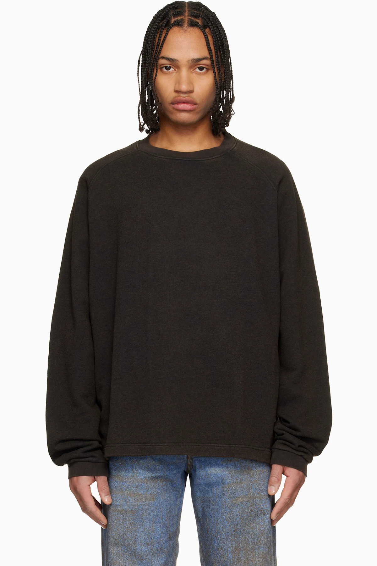Black Boxy Crewneck Sweatshirt