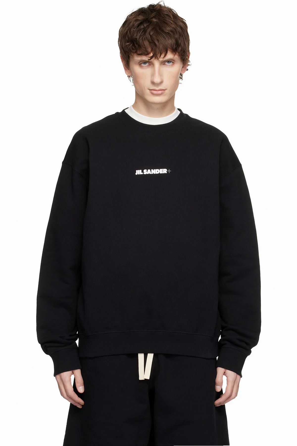 Black Cotton Compact Terry Sweatshirt