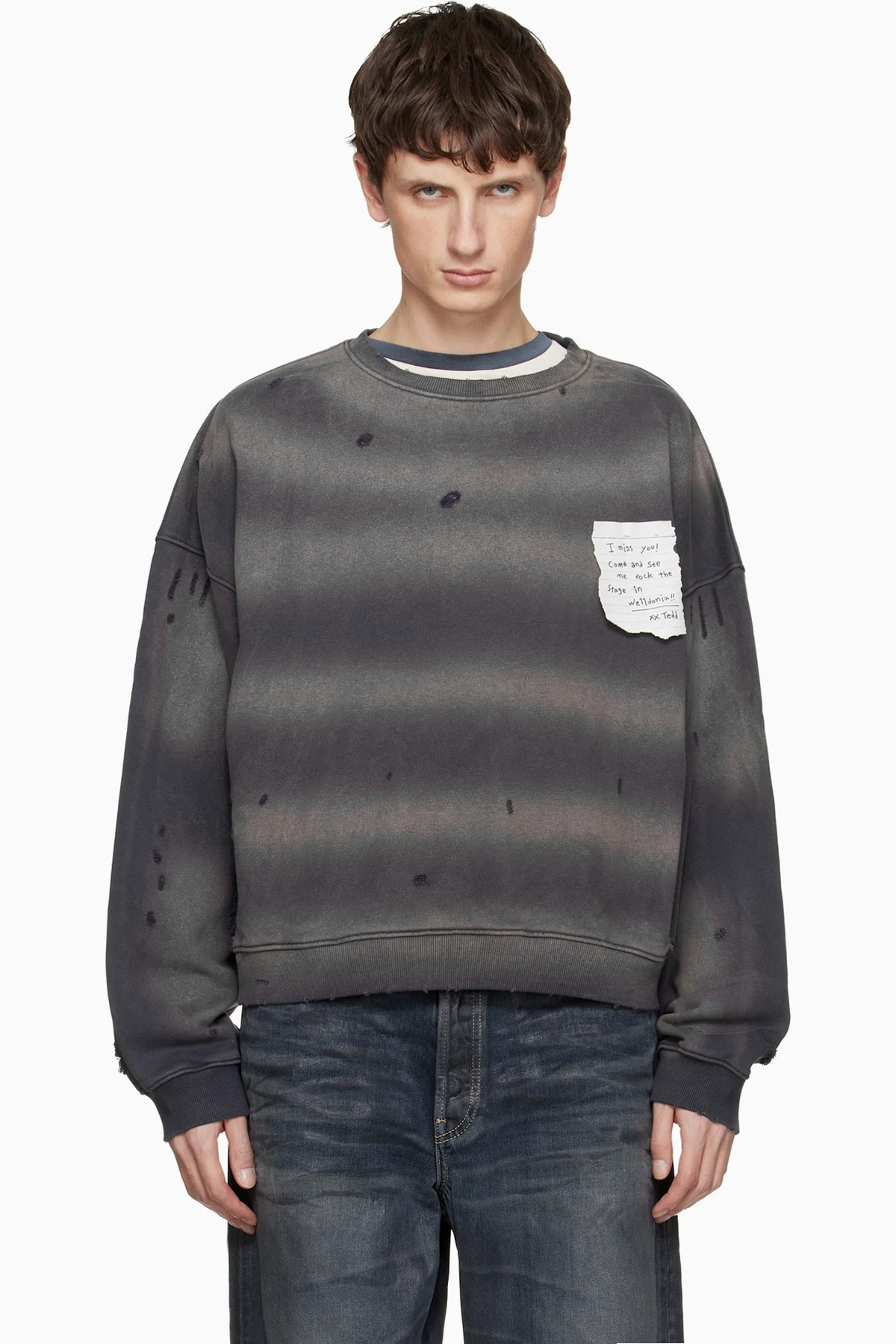 Gray Paper Note Grunge Sweatshirt