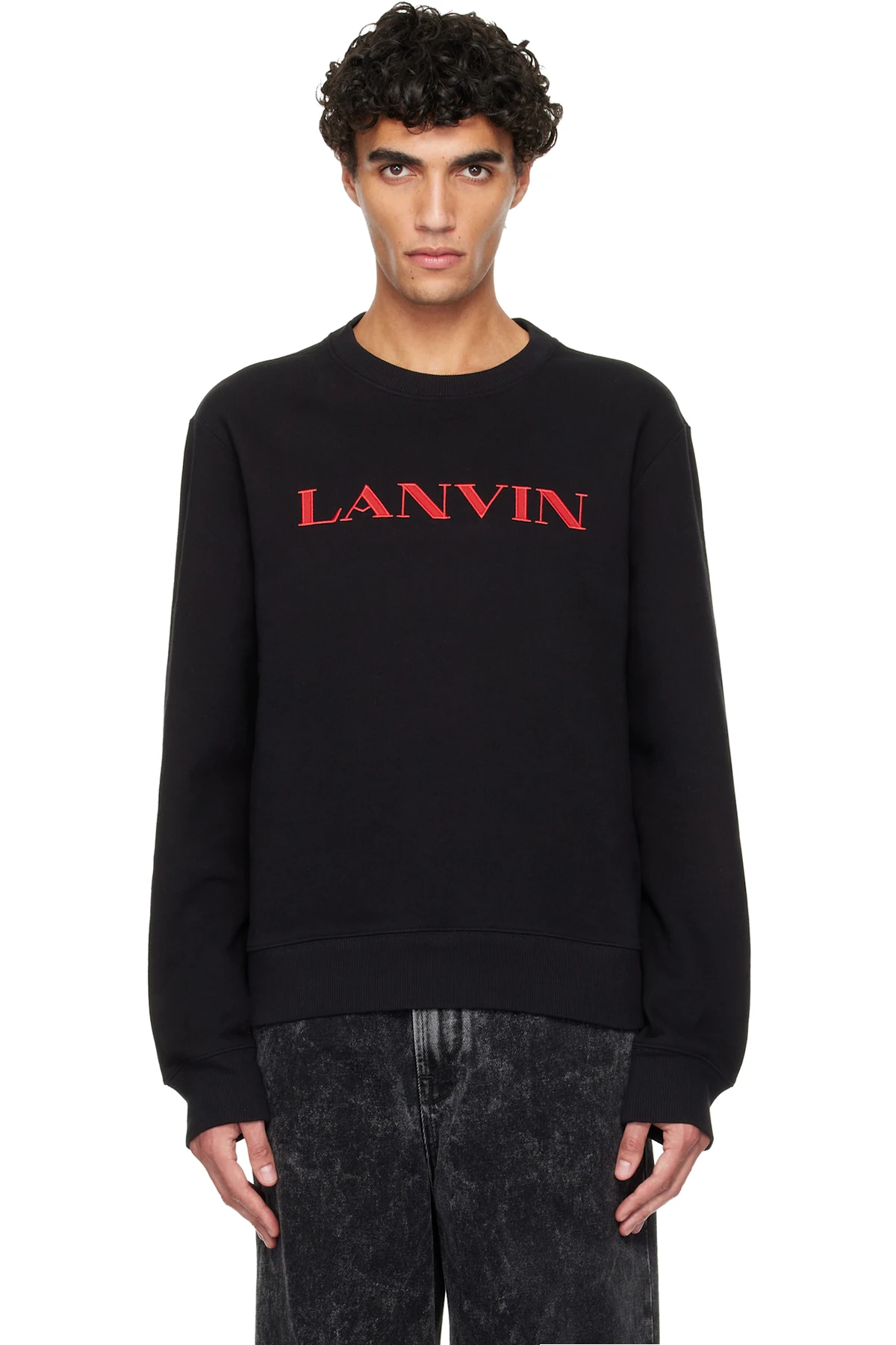 Black 'Lanvin Embroidered' Cotton Sweatshirt